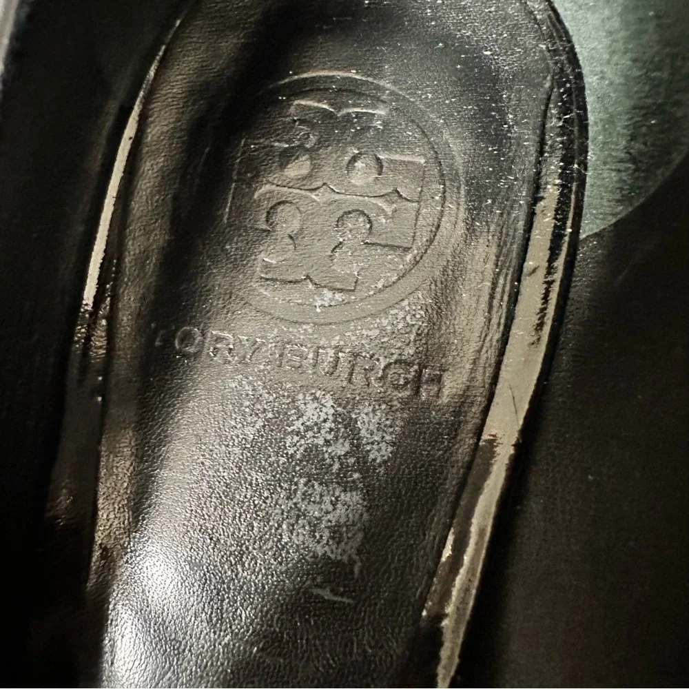 Tory Burch Patent Black Leather Maddie Block Heel Pumps Size 9.5